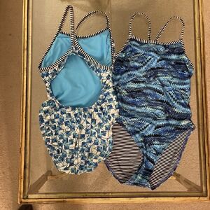 Dolfin Uglies Womens V2 Back One Piece Swimsuit Grid Print And Radar 38 Lot Of 2